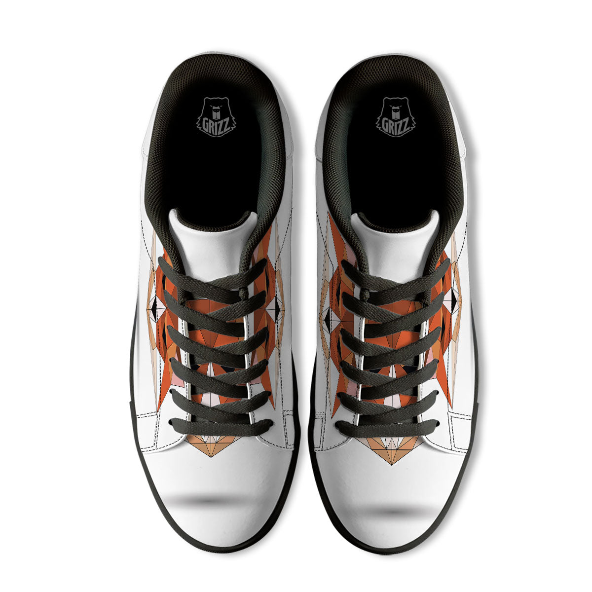 Fox Geometric Print Black Low Top Sneakers-grizzshop