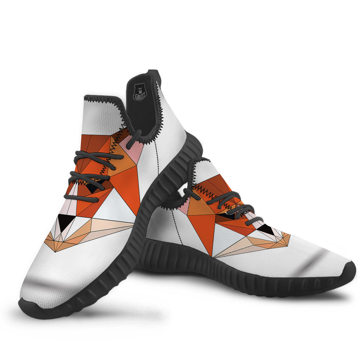 Fox Geometric Print Black Walking Shoes-grizzshop