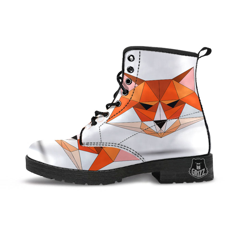 Fox Geometric Print Leather Boots-grizzshop