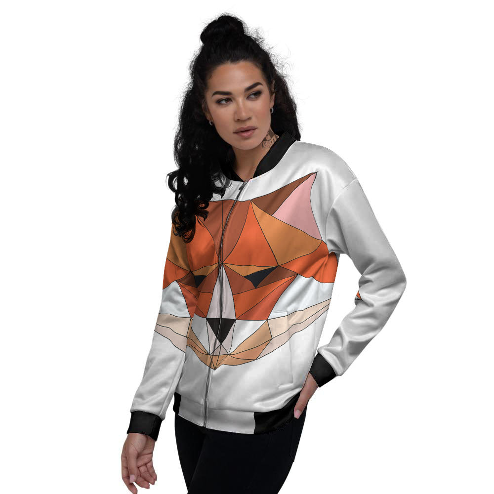 Fox Geometric Print Women's Bomber Jacket-grizzshop