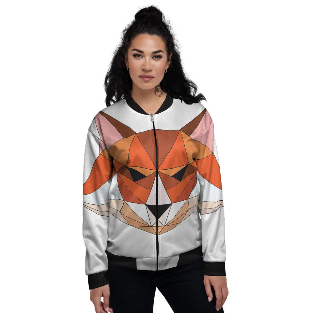 Fox Geometric Print Women's Bomber Jacket-grizzshop