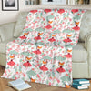 Fox Girl Flower Pattern Print Blanket-grizzshop