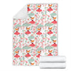 Fox Girl Flower Pattern Print Blanket-grizzshop