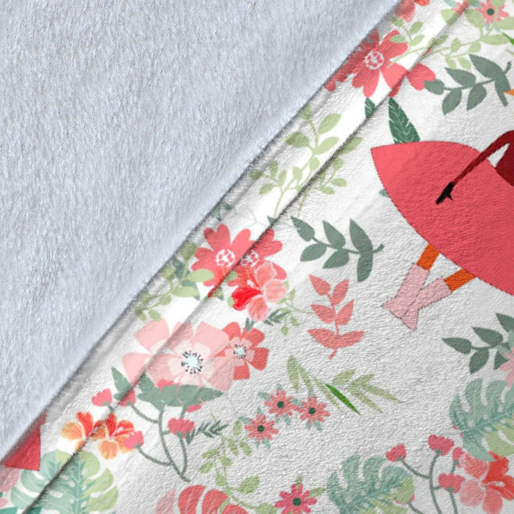 Fox Girl Flower Pattern Print Blanket-grizzshop