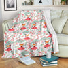 Fox Girl Flower Pattern Print Blanket-grizzshop