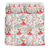 Fox Girl Flower Pattern Print Duvet Cover Bedding Set-grizzshop