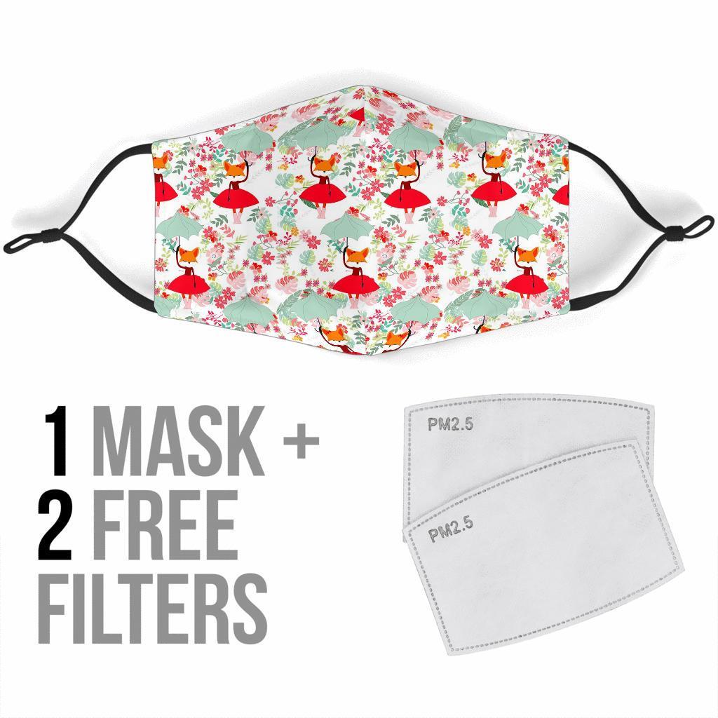 Fox Girl Flower Pattern Print Face Mask-grizzshop