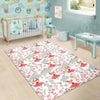 Fox Girl Flower Pattern Print Floor Mat-grizzshop