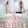 Fox Girl Flower Pattern Print Hooded Blanket-grizzshop