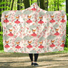 Fox Girl Flower Pattern Print Hooded Blanket-grizzshop