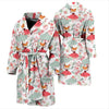 Fox Girl Flower Pattern Print Men Long Robe-grizzshop