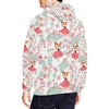 Fox Girl Flower Pattern Print Men Pullover Hoodie-grizzshop