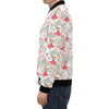 Fox Girl Flower Pattern Print Men's Bomber Jacket-grizzshop