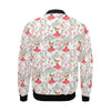 Fox Girl Flower Pattern Print Men's Bomber Jacket-grizzshop