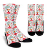 Fox Girl Flower Pattern Print Unisex Crew Socks-grizzshop
