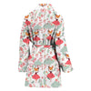 Fox Girl Flower Pattern Print Women Long Robe-grizzshop