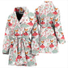 Fox Girl Flower Pattern Print Women Long Robe-grizzshop