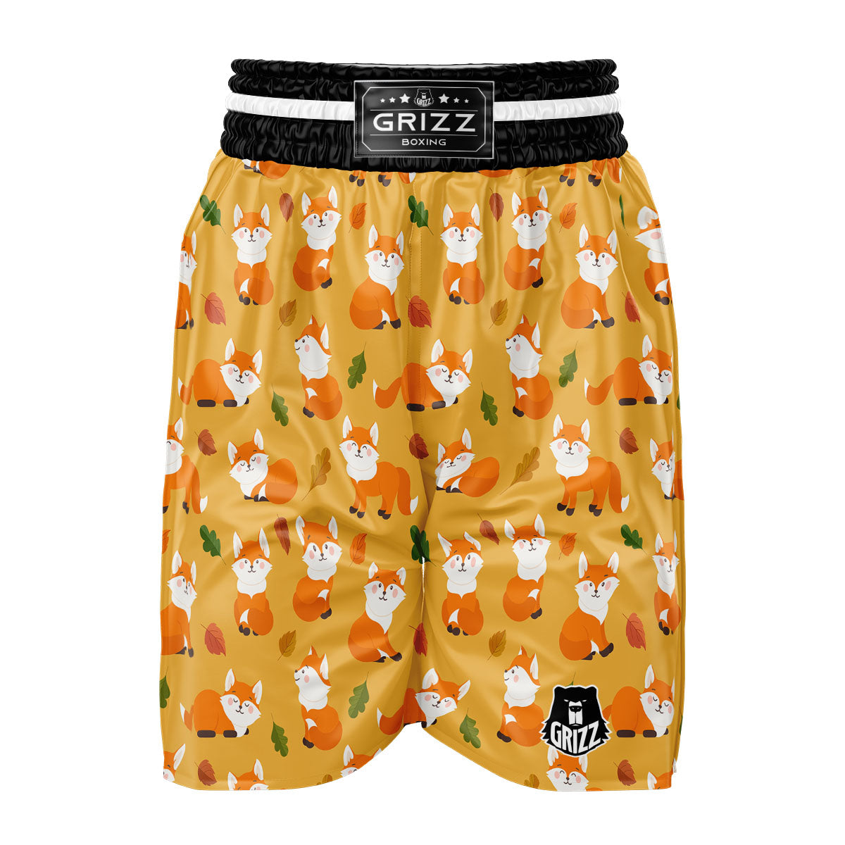 Fox Orange Print Pattern Boxing Shorts-grizzshop