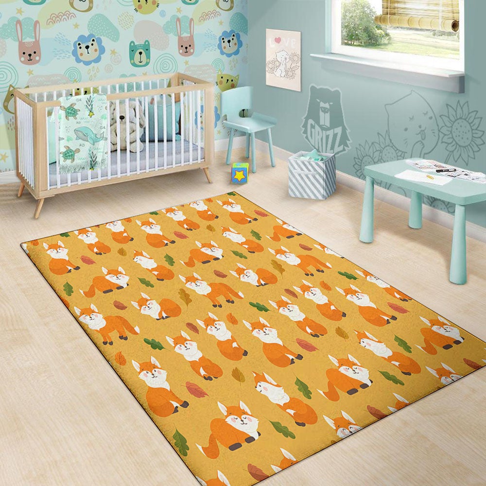 Fox Orange Print Pattern Floor Mat-grizzshop
