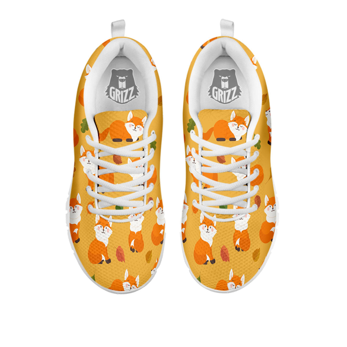 Fox Orange Print Pattern White Sneaker-grizzshop