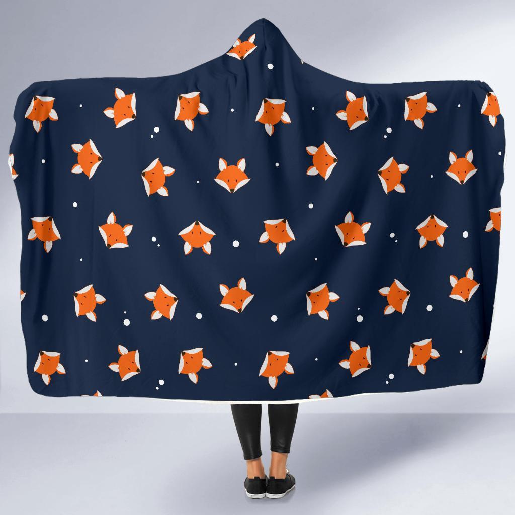 Fox Pattern Print Hooded Blanket-grizzshop