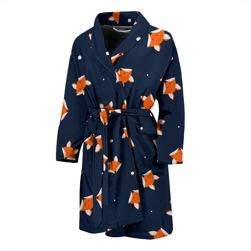 Fox Pattern Print Men Long Robe-grizzshop