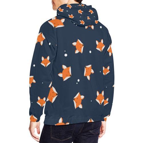 Fox Pattern Print Men Pullover Hoodie-grizzshop