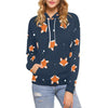 Fox Pattern Print Women Pullover Hoodie-grizzshop