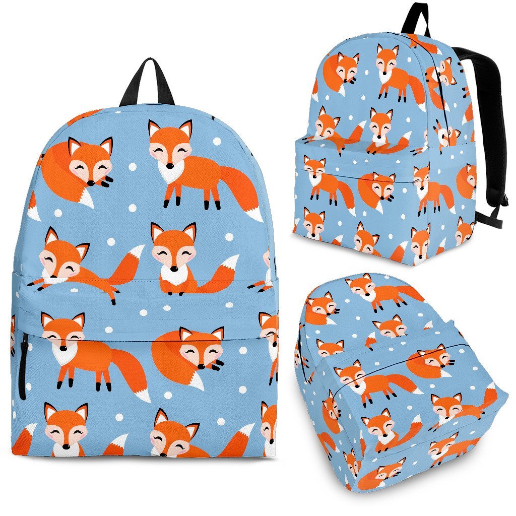 Fox Snow Pattern Print Backpack-grizzshop