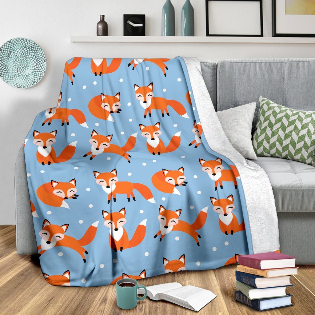 Fox Snow Pattern Print Blanket-grizzshop