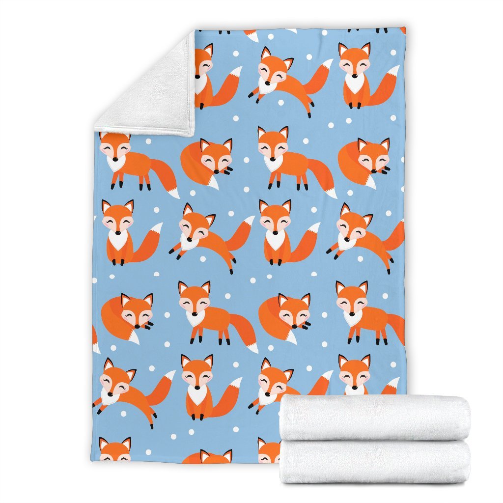 Fox Snow Pattern Print Blanket-grizzshop