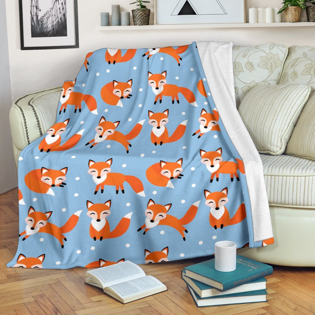 Fox Snow Pattern Print Blanket-grizzshop