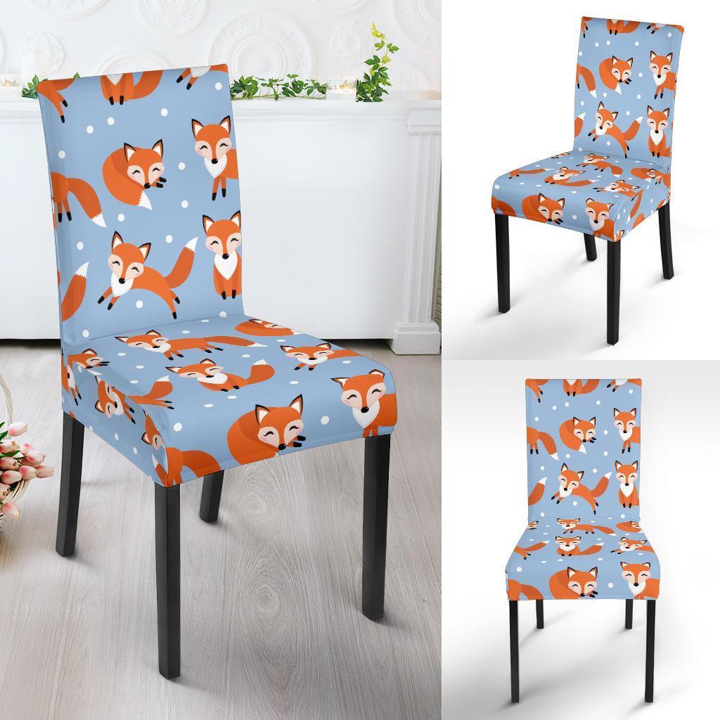 Fox Snow Pattern Print Chair Cover-grizzshop