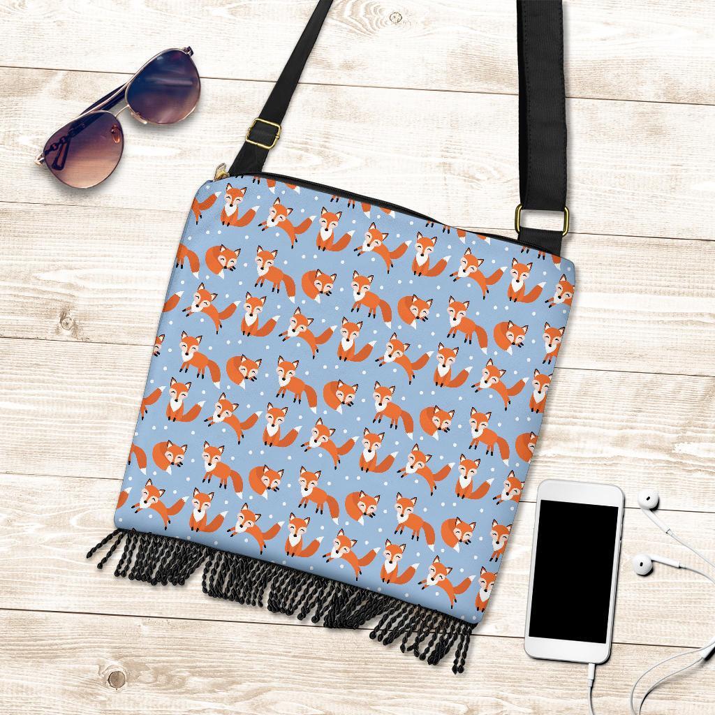 Fox Snow Pattern Print Crossbody Bags-grizzshop