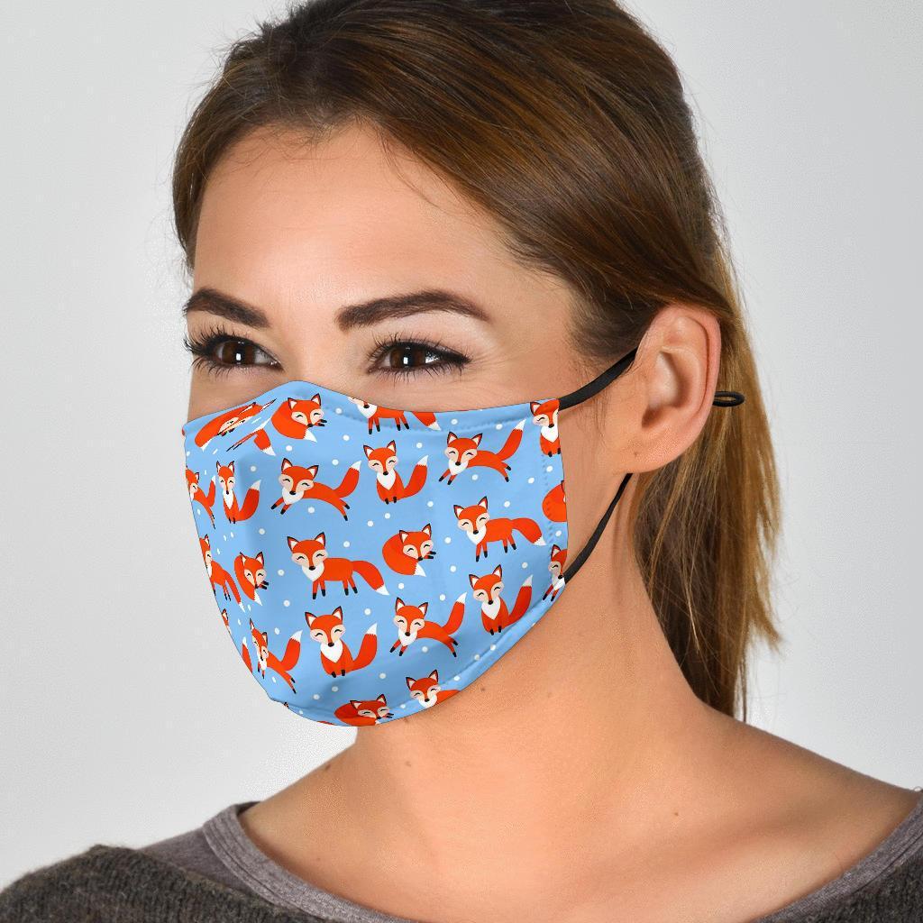 Fox Snow Pattern Print Face Mask-grizzshop