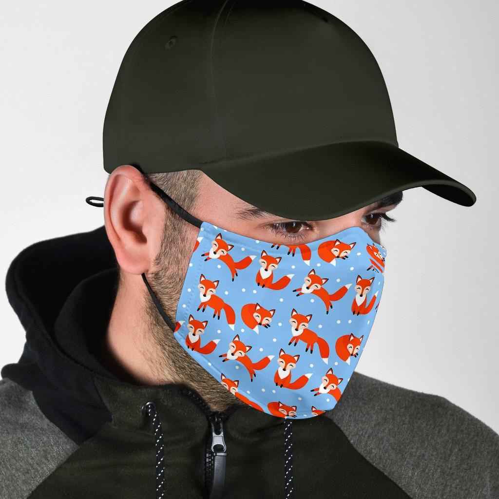 Fox Snow Pattern Print Face Mask-grizzshop