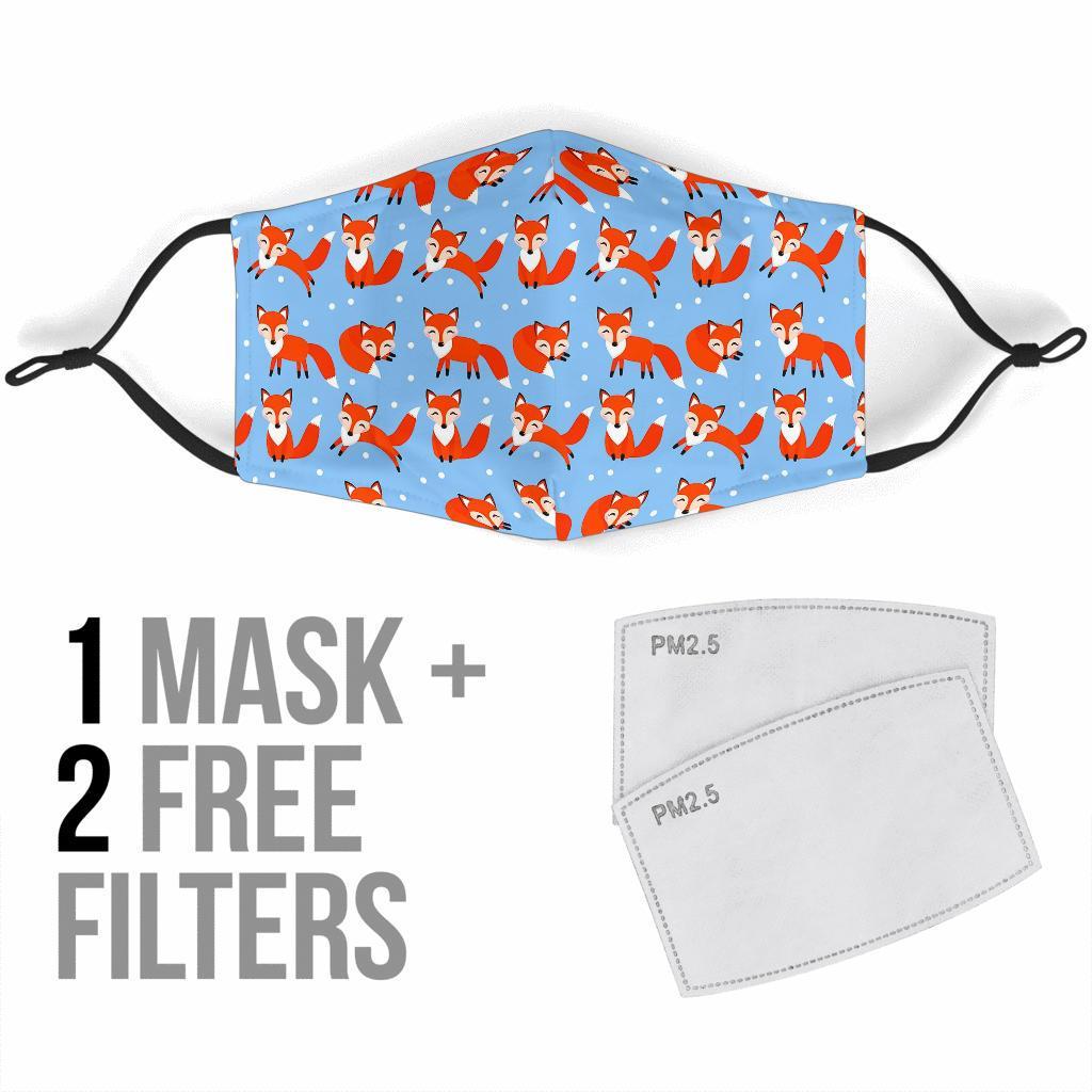 Fox Snow Pattern Print Face Mask-grizzshop