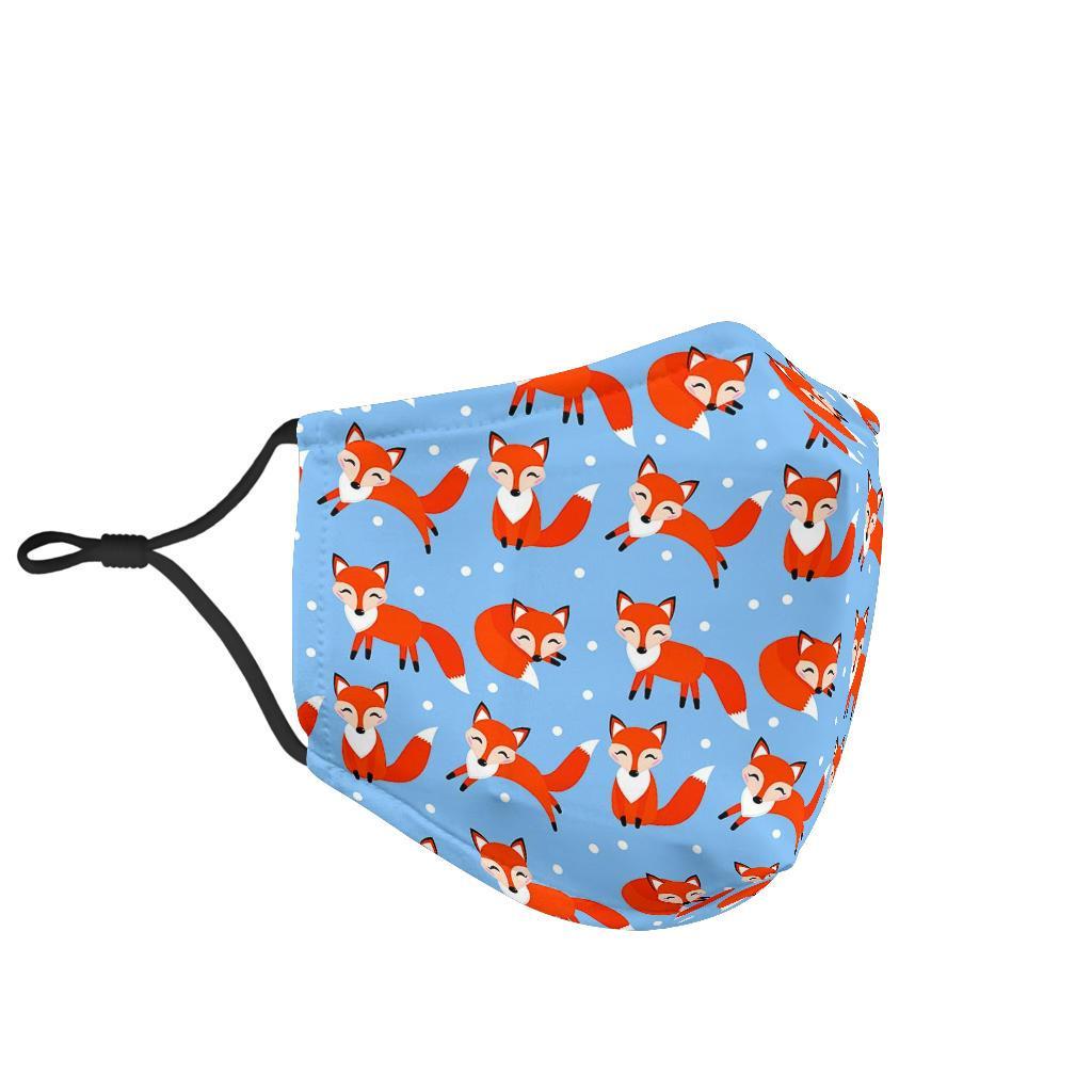 Fox Snow Pattern Print Face Mask-grizzshop