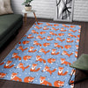 Fox Snow Pattern Print Floor Mat-grizzshop