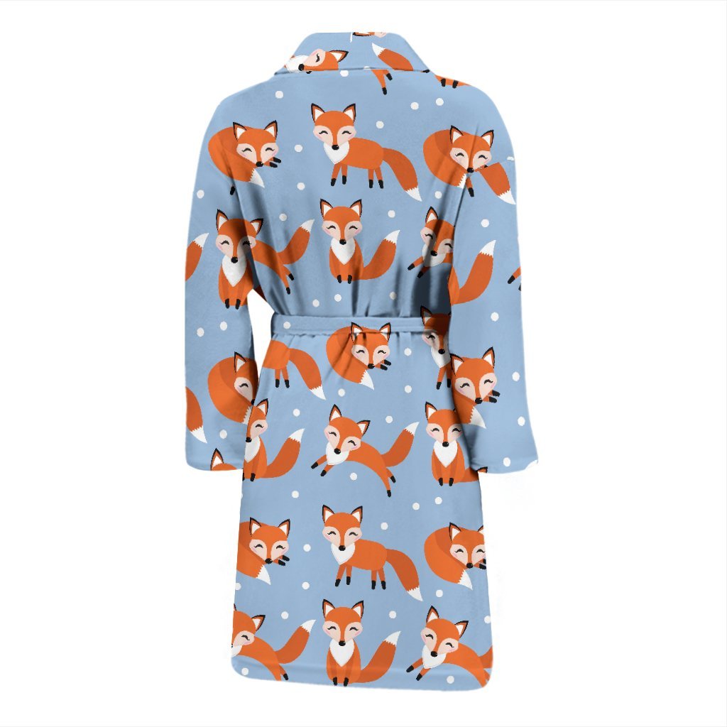 Fox Snow Pattern Print Men Long Robe-grizzshop