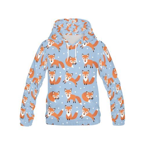 Fox Snow Pattern Print Men Pullover Hoodie-grizzshop
