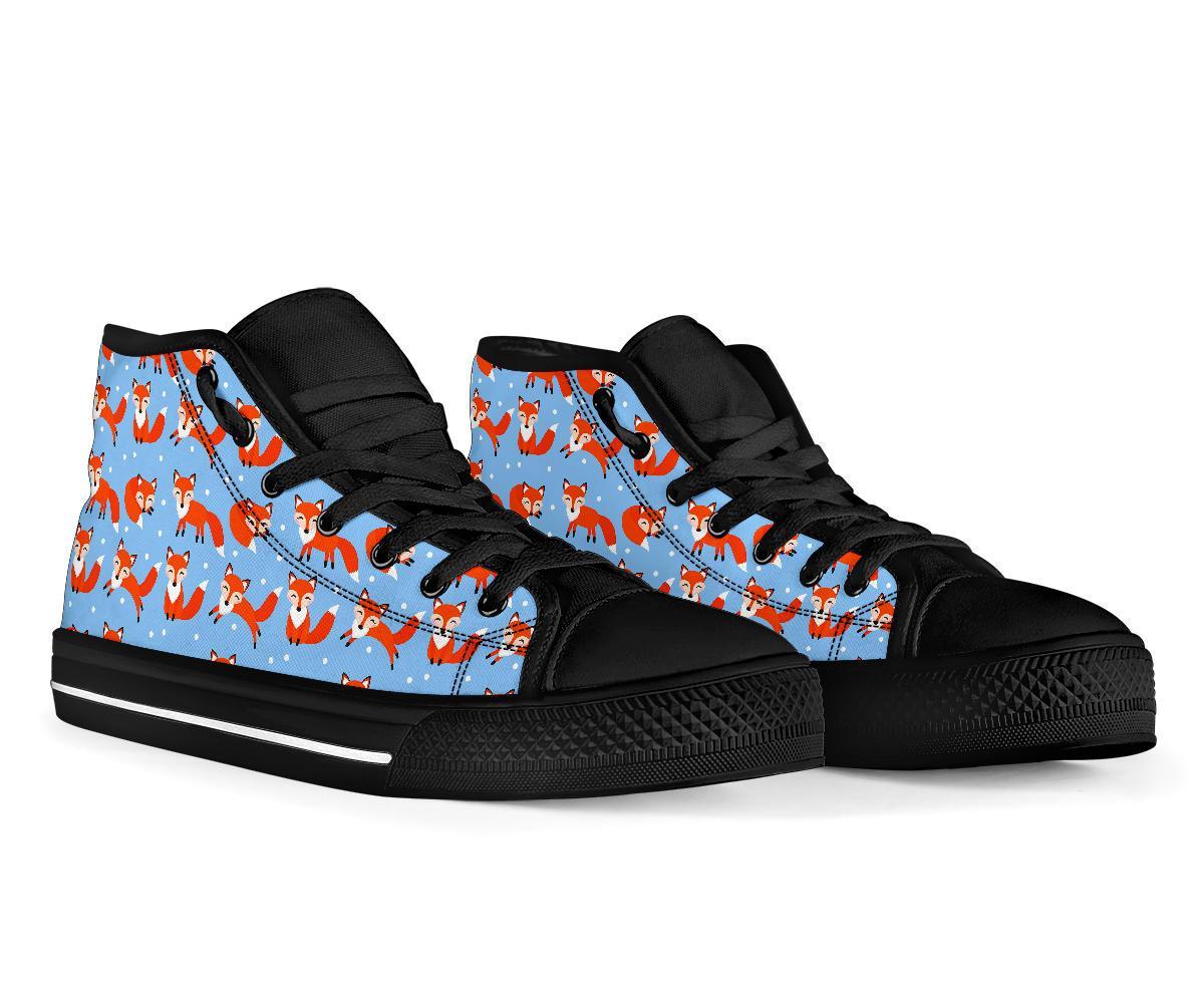 Fox Snow Pattern Print Men Women's High Top Shoes-grizzshop