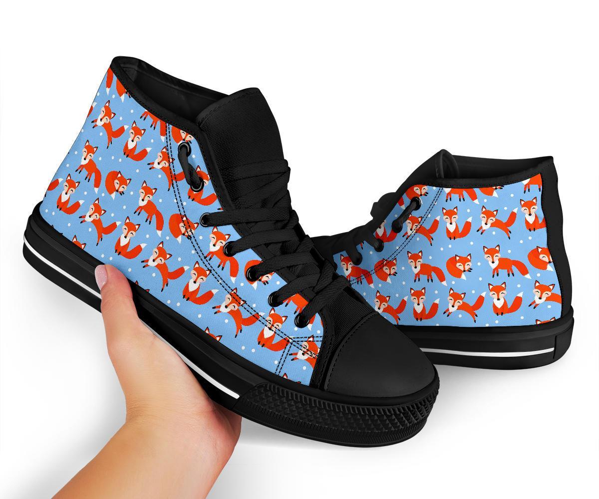 Fox Snow Pattern Print Men Women's High Top Shoes-grizzshop