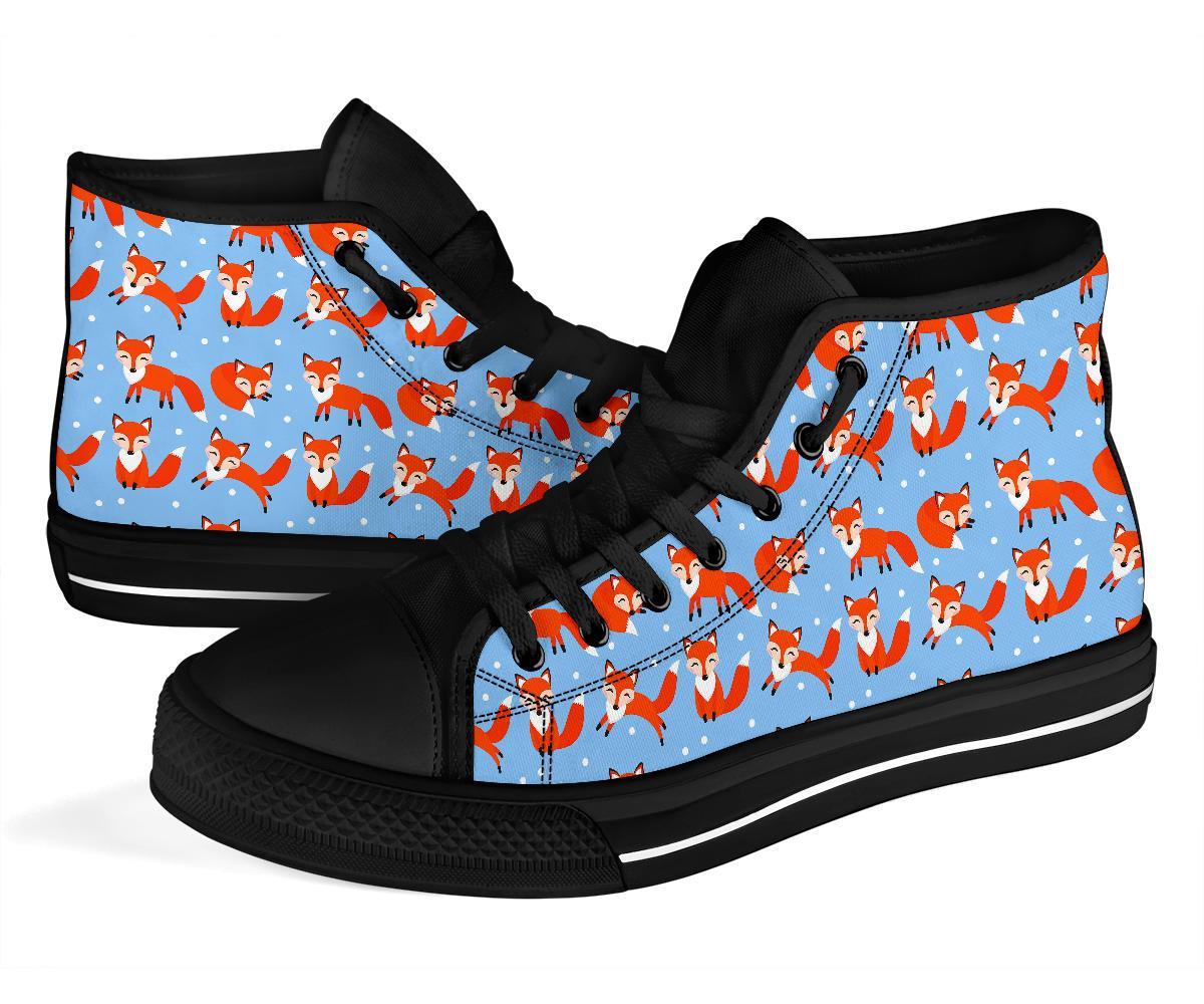 Fox Snow Pattern Print Men Women's High Top Shoes-grizzshop