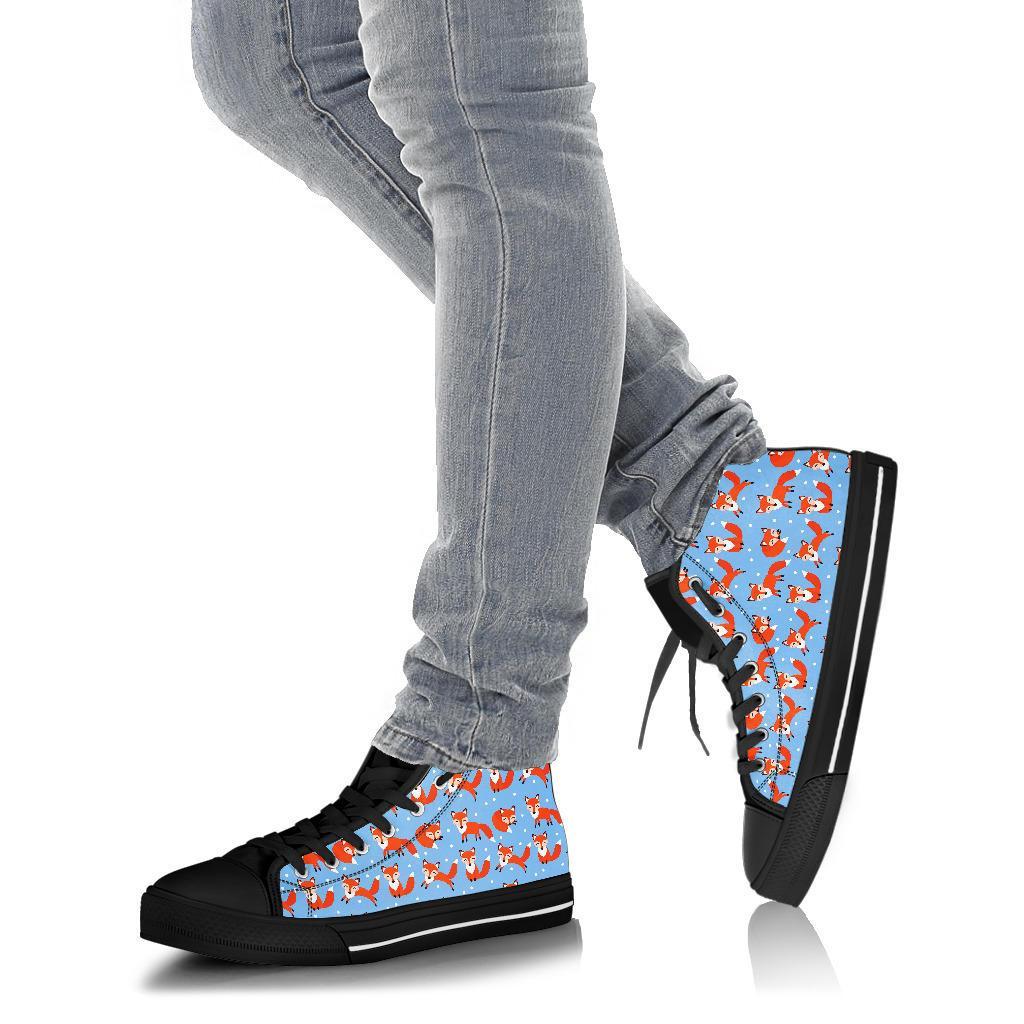 Fox Snow Pattern Print Men Women's High Top Shoes-grizzshop