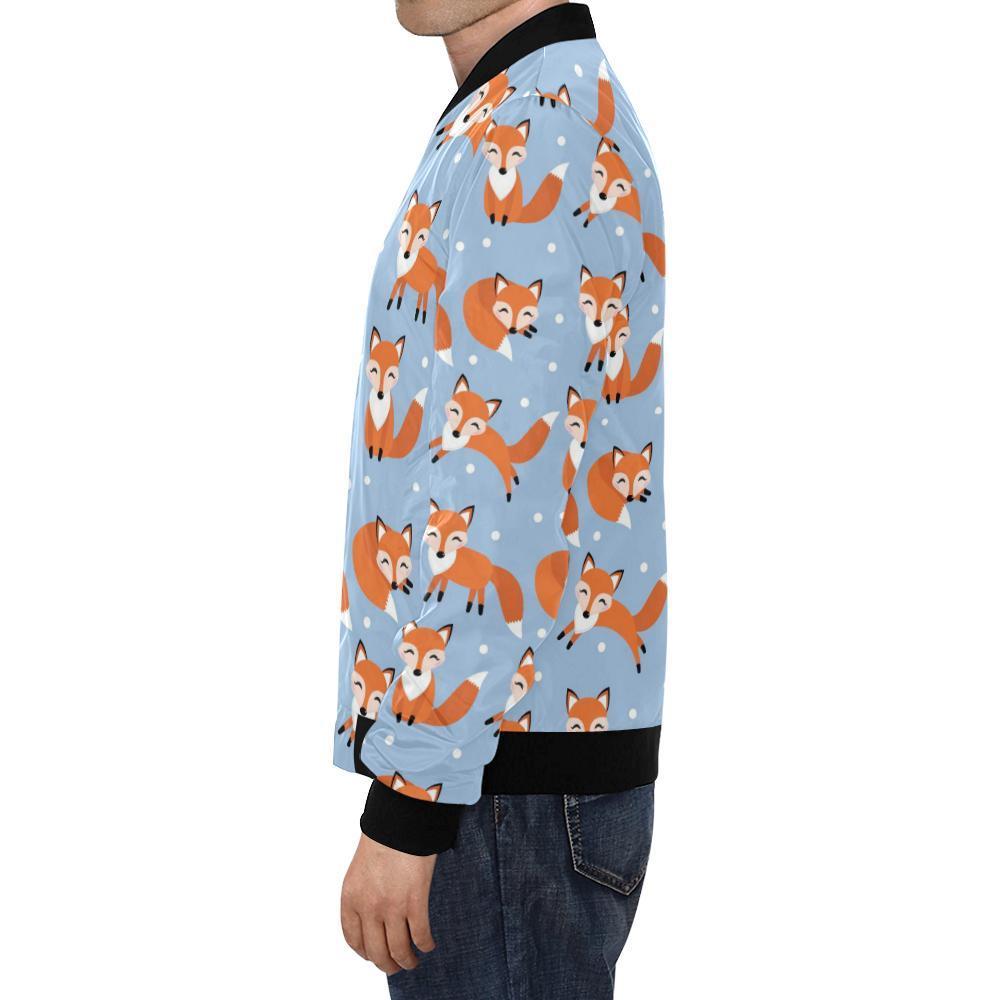 Fox Snow Pattern Print Men's Bomber Jacket-grizzshop