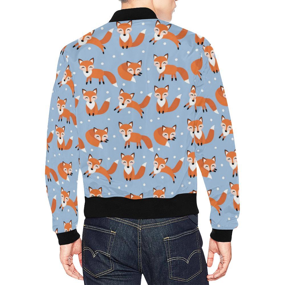 Fox Snow Pattern Print Men's Bomber Jacket-grizzshop