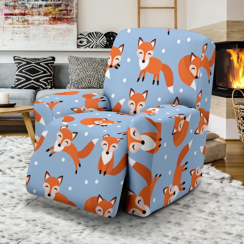 Fox Snow Pattern Print Recliner Cover-grizzshop