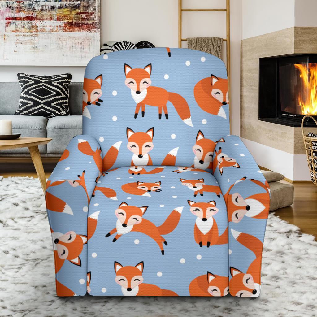 Fox Snow Pattern Print Recliner Cover-grizzshop