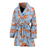 Fox Snow Pattern Print Women Long Robe-grizzshop